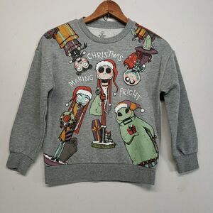 Disney Nightmare Before Christmas Yth M Sweatshirt Gray Making Christmas Fright